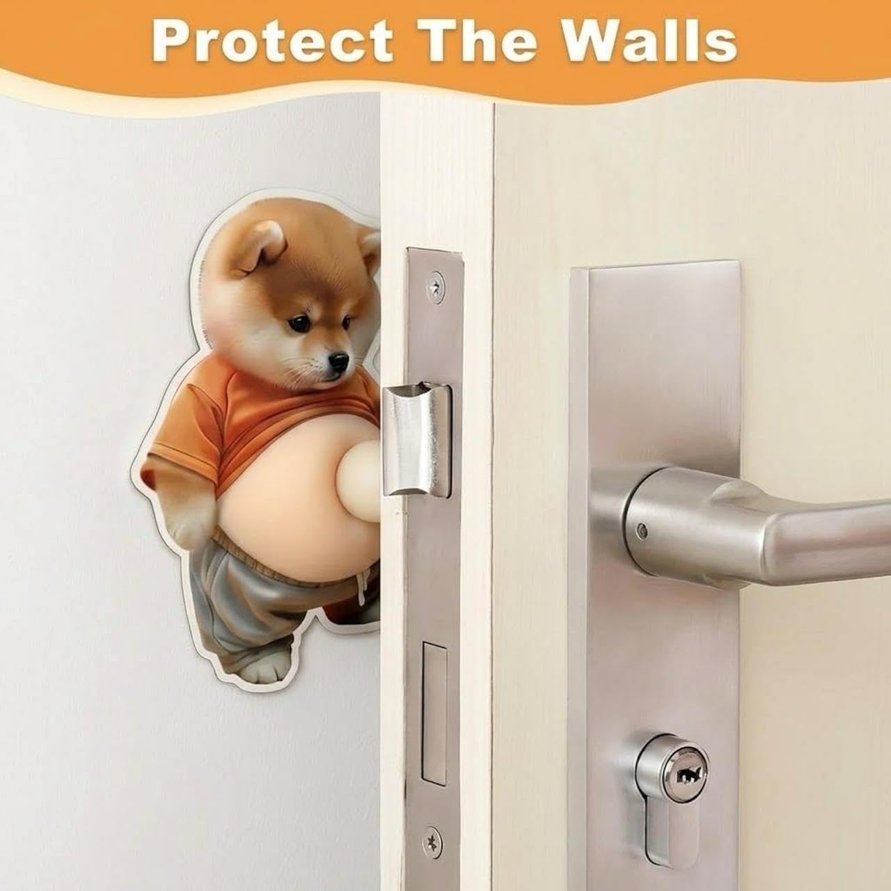 Cute Dog Belly Anti-Collision Wall Sticker with Soft Silicone Squishy Belly - Cartoon Puppy Bumper Protector for Car Door, Fridge, Cabinet & Wall Corner Decor | Pack of 2