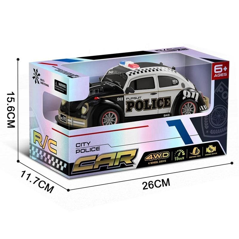 1/18 Drift car Top Race Remote Control PoliceCar with Lights and Sirens | RC Police Car for Kids | Easy to Control Rubber Tires Heavy Duty Old Fashioned Style
