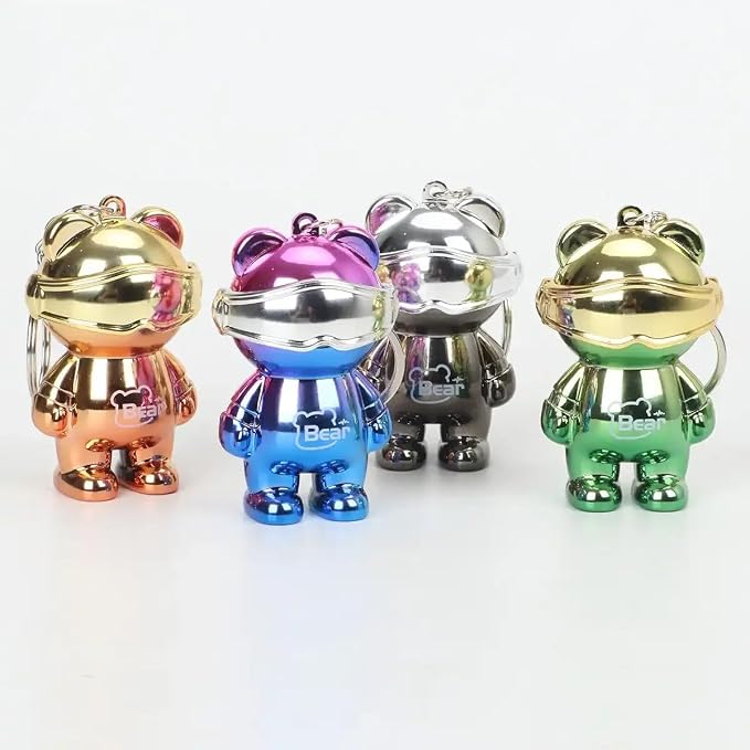 Cute Bear Helmet Keychain for Kids & Girls | Kawaii Cartoon Helmet Keychain Pendant for Backpack, Handbag, School Bag & Car Keys | Pack of 2
