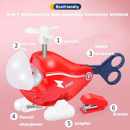 6-in-1 Helicopter Stationery Set - Fun and Functional for Kids