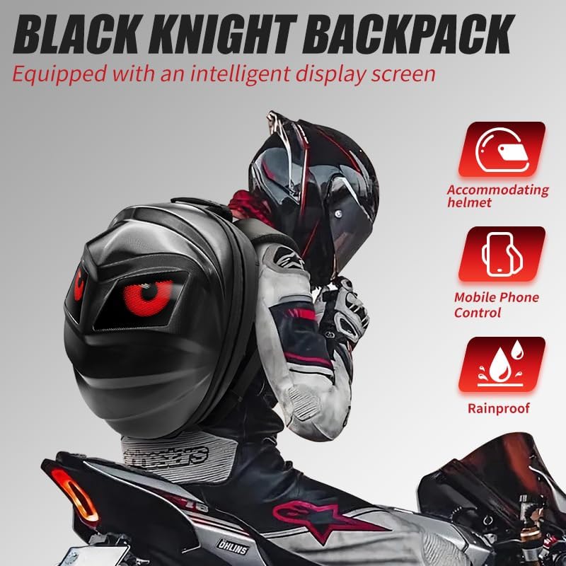 Black Knight LED Motorcycle Backpack | Waterproof & Customizable Laptop Bag