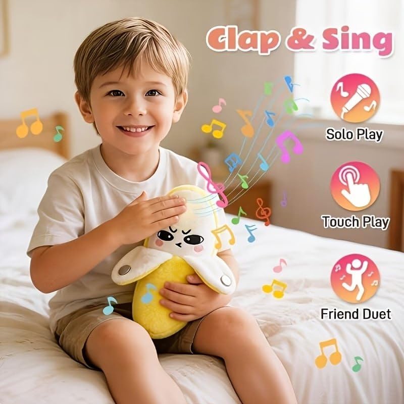 Banana Piano Toy Plush Musical Toy for Kids, Funny Interactive Banana Shape Soft Toy with Button Press Play Feature, for Children