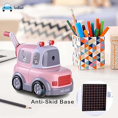 Car Shaped Pencil Sharpener with Moving Wheels, Table Sharpener Machine