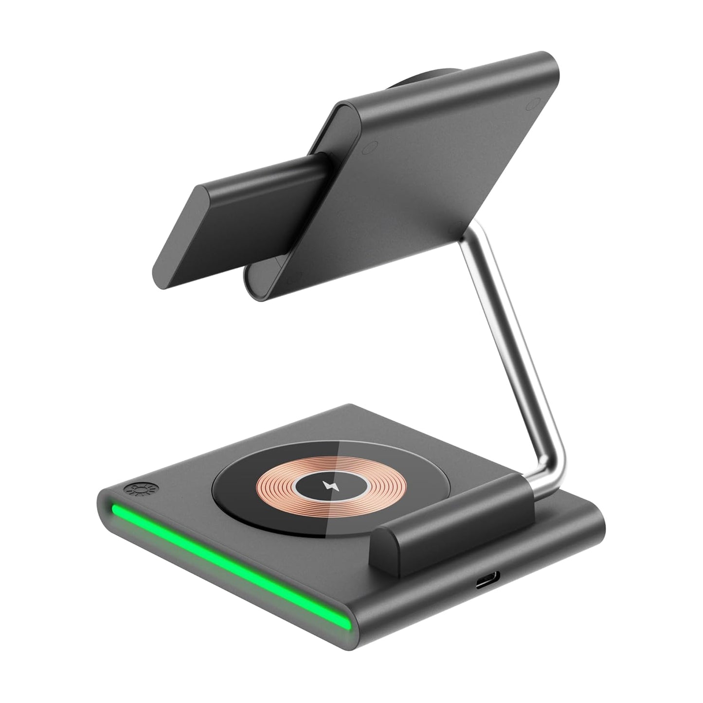 WIWU Geek 3-in-1 Wireless Charging Station| Charger for iPhone, Apple Watch and AirPods, MagSafe Compatible, Black