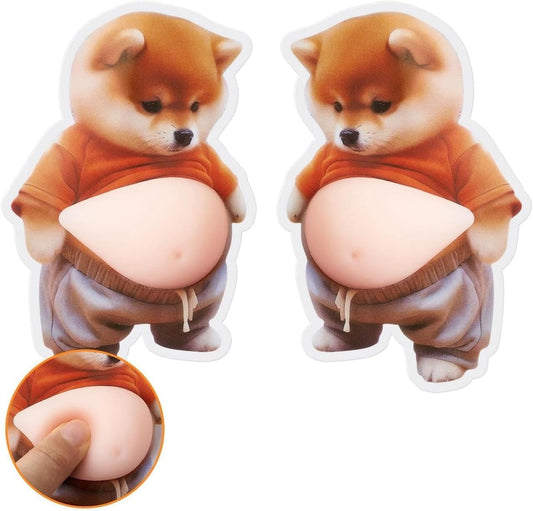 Cute Dog Belly Anti-Collision Wall Sticker with Soft Silicone Squishy Belly - Cartoon Puppy Bumper Protector for Car Door, Fridge, Cabinet & Wall Corner Decor | Pack of 2