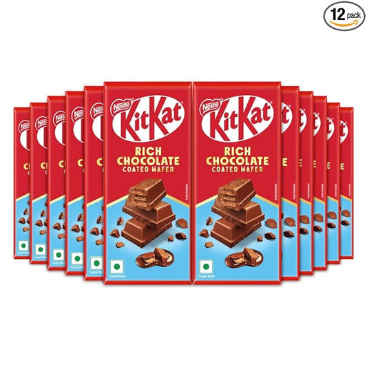 KitKat, Rich Chocolate Coated Wafer, 50g - Pack of 12, 600g, Box