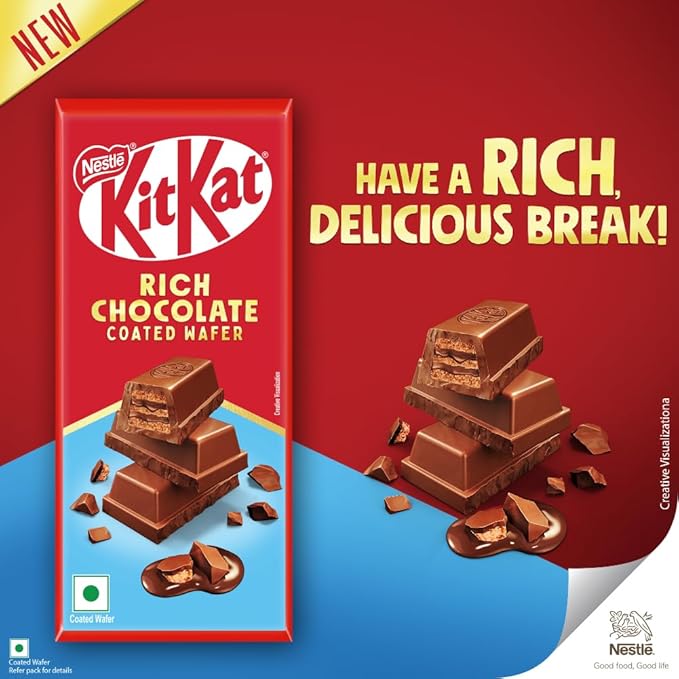 KitKat, Rich Chocolate Coated Wafer, 50g - Pack of 12, 600g, Box