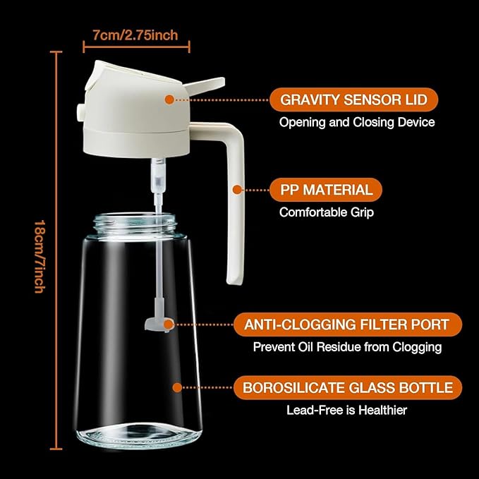 2 In 1 Oil Dispenser Oil Spray Bottle 500ML For Cooking