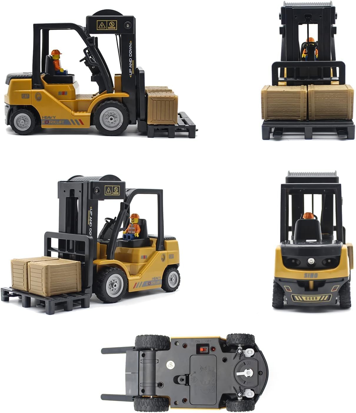 Remote Control Forklift Cranes 11 Channel 2 Mode RC Forklift Truck with Spray Sound and Lights Construction Toys 2.4Ghz 1:24 JCB
