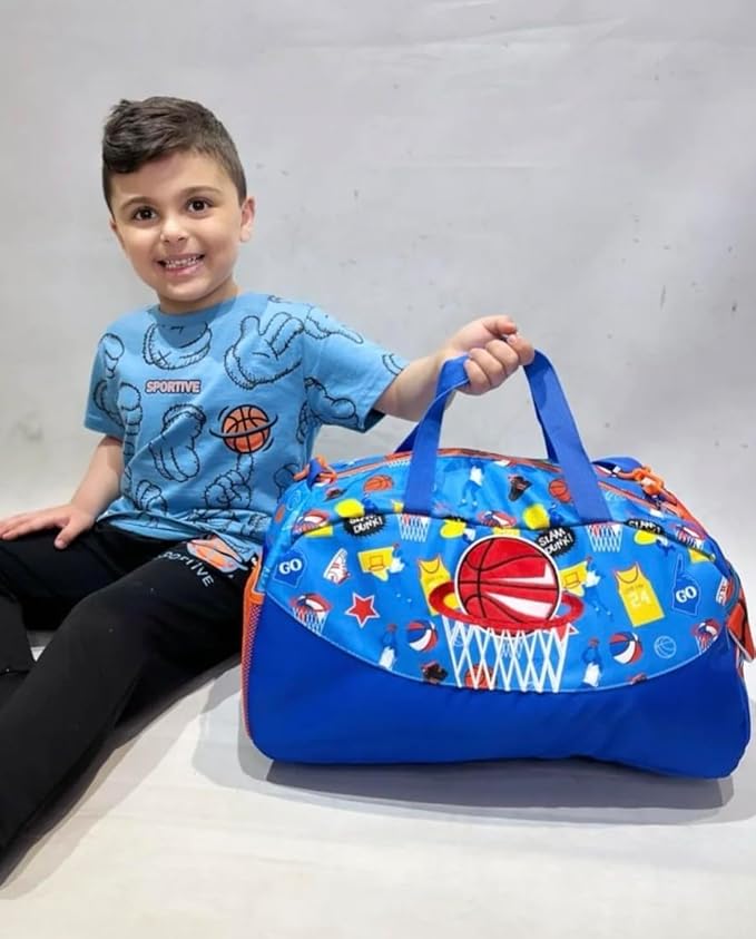 Slam Dunk Basketball-Themed Duffle Gym Bag – Perfect for Active Kids