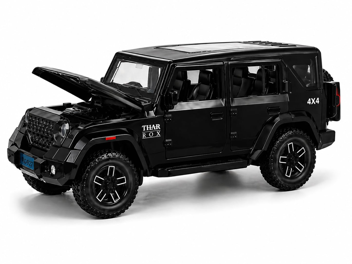 1:22 Scale Remote Control Die-Cast SUV Jeep with LED Lights, Smoke & Rechargeable Battery – 2.4GHz Off-Road RC Toy Vehicle for Kids (Black)