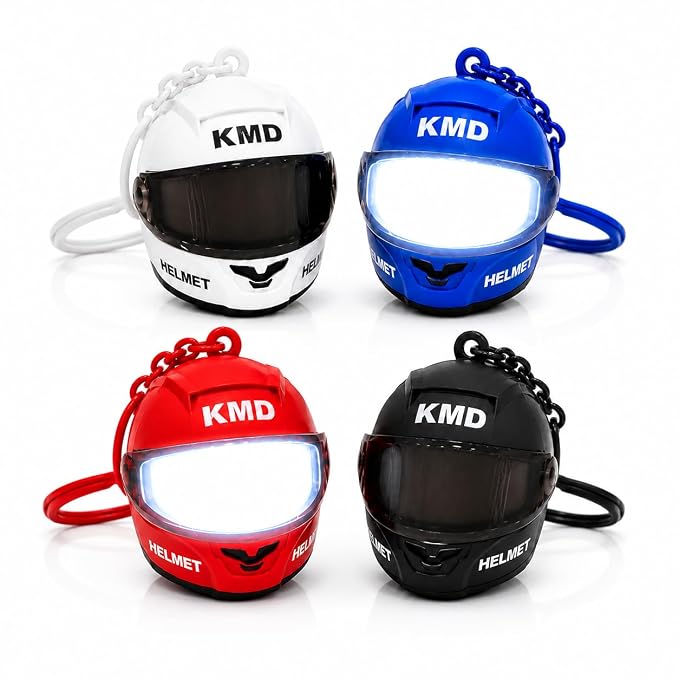 Mini Helmet Keychain for Bike Lovers, Motorcycle Helmet-Shaped Key Ring with Flip Visor for Bike, Car and House Keys, Bags, Collectors and Gifting (Pack of 2)