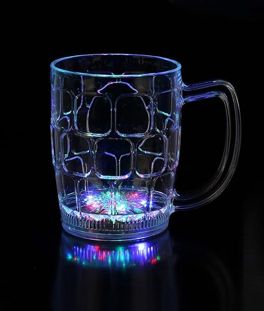 Rainbow Color Magic Cup LED Flashing 7 Color Changing Light Pour Water or Tea in The Mug Lighting Cup Easy Battery Replace Glass (250 ml)1 Pcs