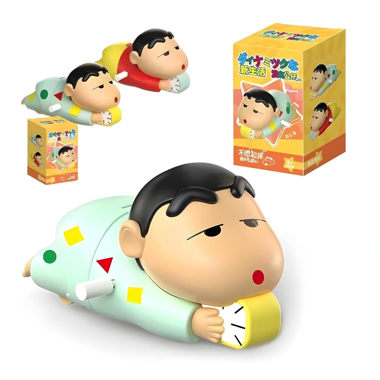 Shinchan Manual Clockwork Toy Anime 5CM Character Styling Crawling Flat Push Children's Toy Moving Birthday Gift Figure(Multicolor)
