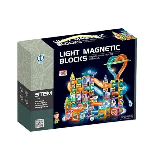Light Magnetic Blocks - ,3D Clear Educational STEM Building Toys, Magnetic Marble Run Blocks
