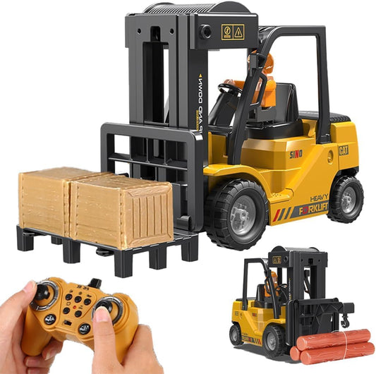 Remote Control Forklift Cranes 11 Channel 2 Mode RC Forklift Truck with Spray Sound and Lights Construction Toys 2.4Ghz 1:24 JCB