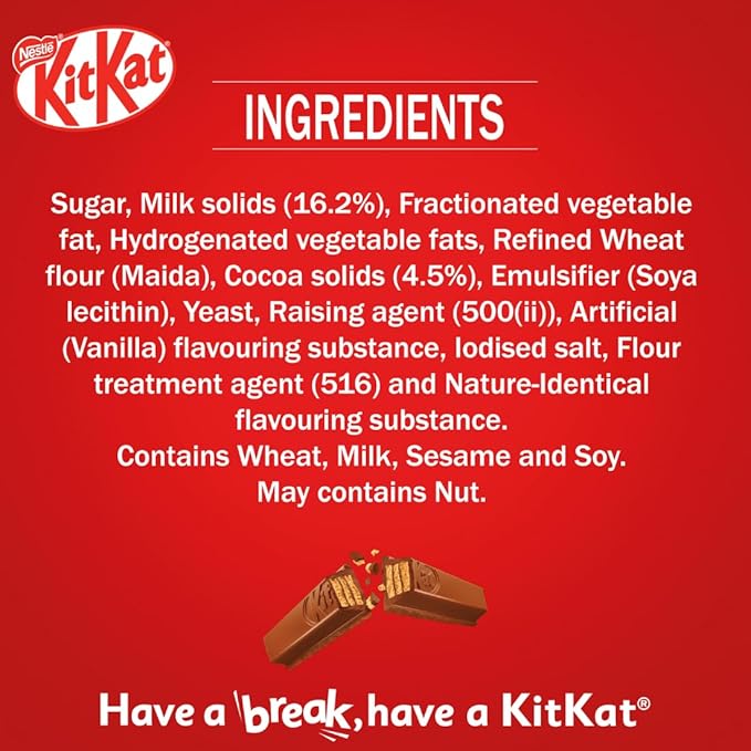 KITKAT 25RS ( 3 Fingers ) Chocolate Coated, Wafer Bar –28.5g, Pack of 28 Units , 798g, Box