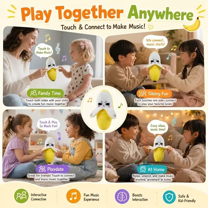 Banana Piano Toy Plush Musical Toy for Kids, Funny Interactive Banana Shape Soft Toy with Button Press Play Feature, for Children