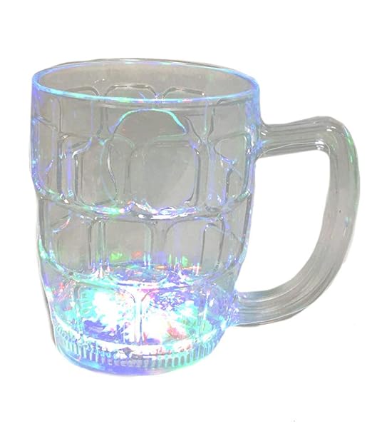 Rainbow Color Magic Cup LED Flashing 7 Color Changing Light Pour Water or Tea in The Mug Lighting Cup Easy Battery Replace Glass (250 ml)1 Pcs