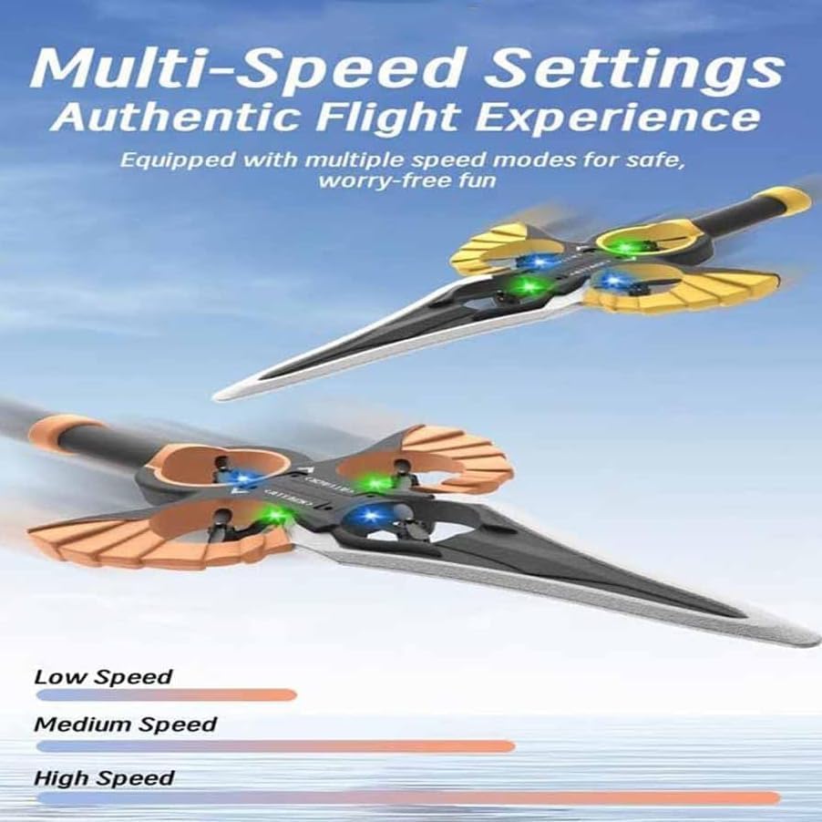 Flying Sword RC Drone for Kids & Adults -  Remote Control, 3-Speed Glider with 360° Flip, Double Battery,Easy to Fly Toy Gift