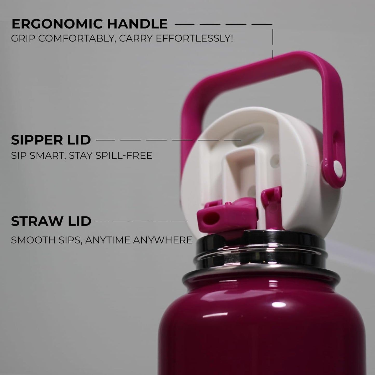 Melbify Stainless Steel | 2-In-1 Thermos Flask With Attached Snacks Container | 1 Litre | Melbisport Maroon | Dual Lid For Sip & Pour | Ideal For Sports, Travel, & Everyday Use