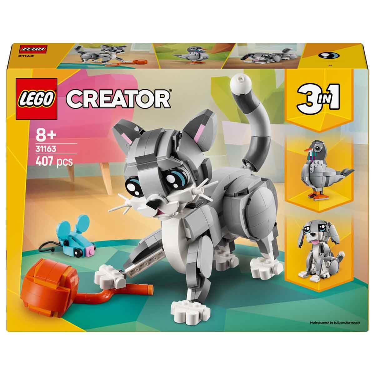 LEGO Creator 3in1 Playful Cat Pet Toy Animal Playset 31163 Building Blocks Toys for 8+ Gift for Boys and Girls