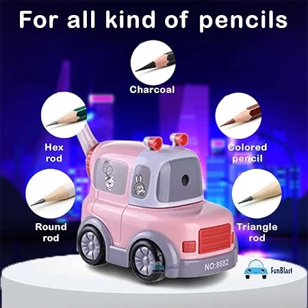 Car Shaped Pencil Sharpener with Moving Wheels, Table Sharpener Machine