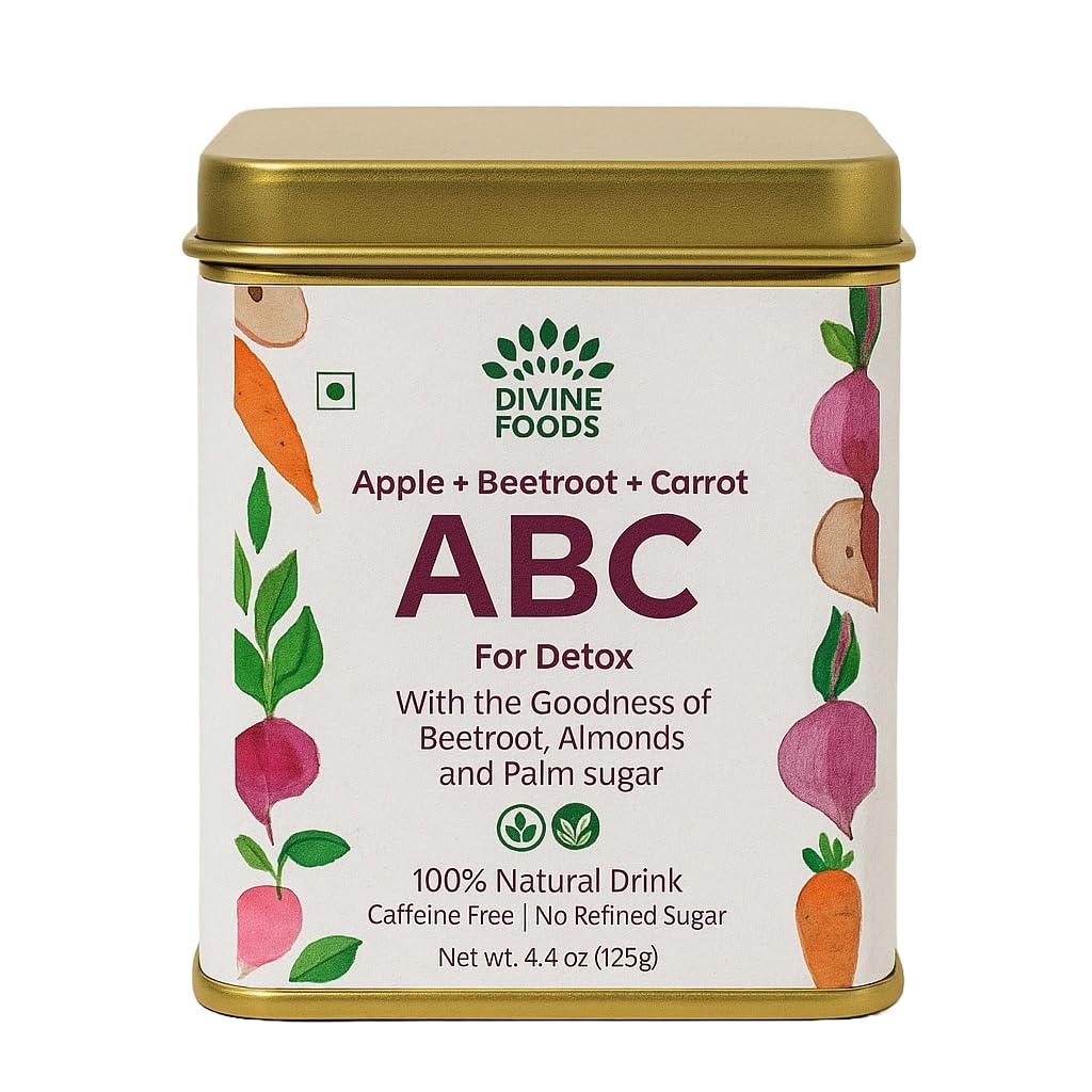 The Divine Foods ABC Latte Mix | Apple, Beetroot, Carrot | No Preservatives | No Refined Sugar | Ready-to-Mix | Added Native Indian Herbs | (125gms)