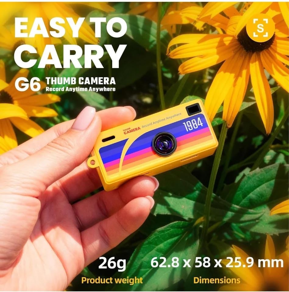 G6 Thumb Camera Mini Keychain Digital Camera, 1080P HD Video Recorder, Retro Style, Compact for Vlogging, Travel, Kids and Students