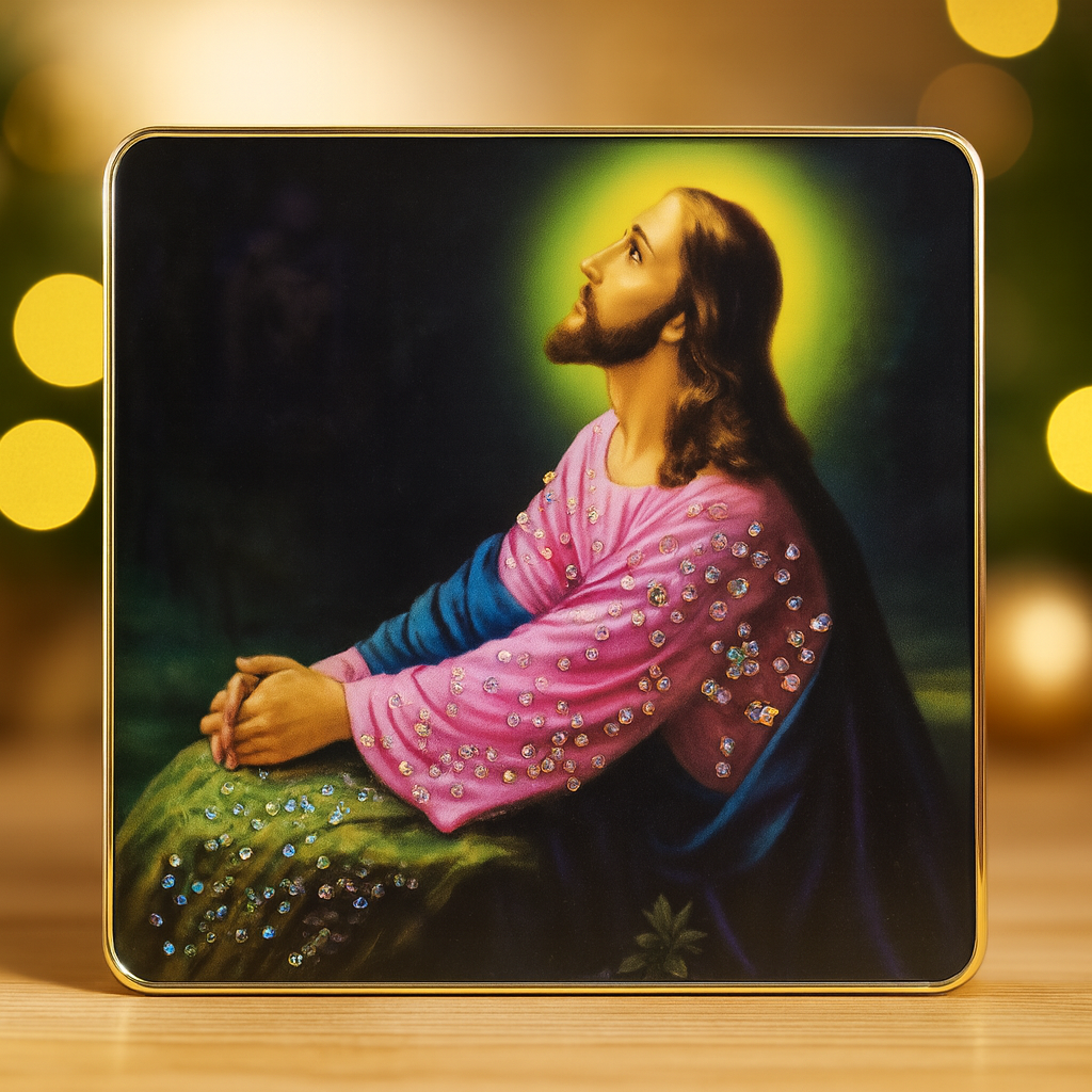 Christmas Spirit Gift Combo – Jesus Crystal Frame + Girls Christmas Hair Set + Floating Snow Block