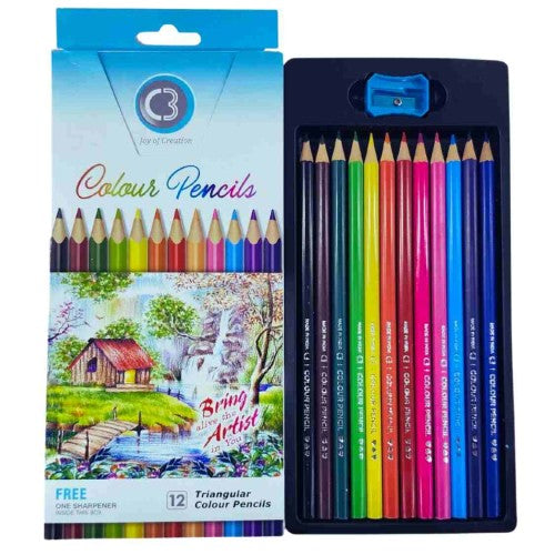 C3 Triangular Color Pencils (1Pkt/12Shades)