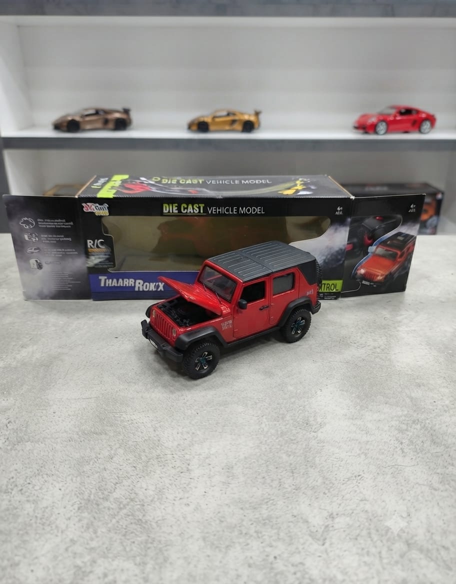 1:22 Scale Remote Control Die-Cast SUV Jeep with LED Lights, Smoke & Rechargeable Battery – 2.4GHz Off-Road RC Toy Vehicle for Kids (Black)
