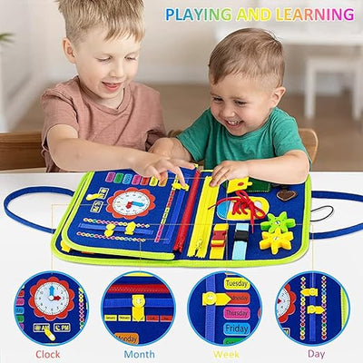 Montessori Busy Board for Toddlers - Travel-Friendly Learning Toy for Ages 1-4