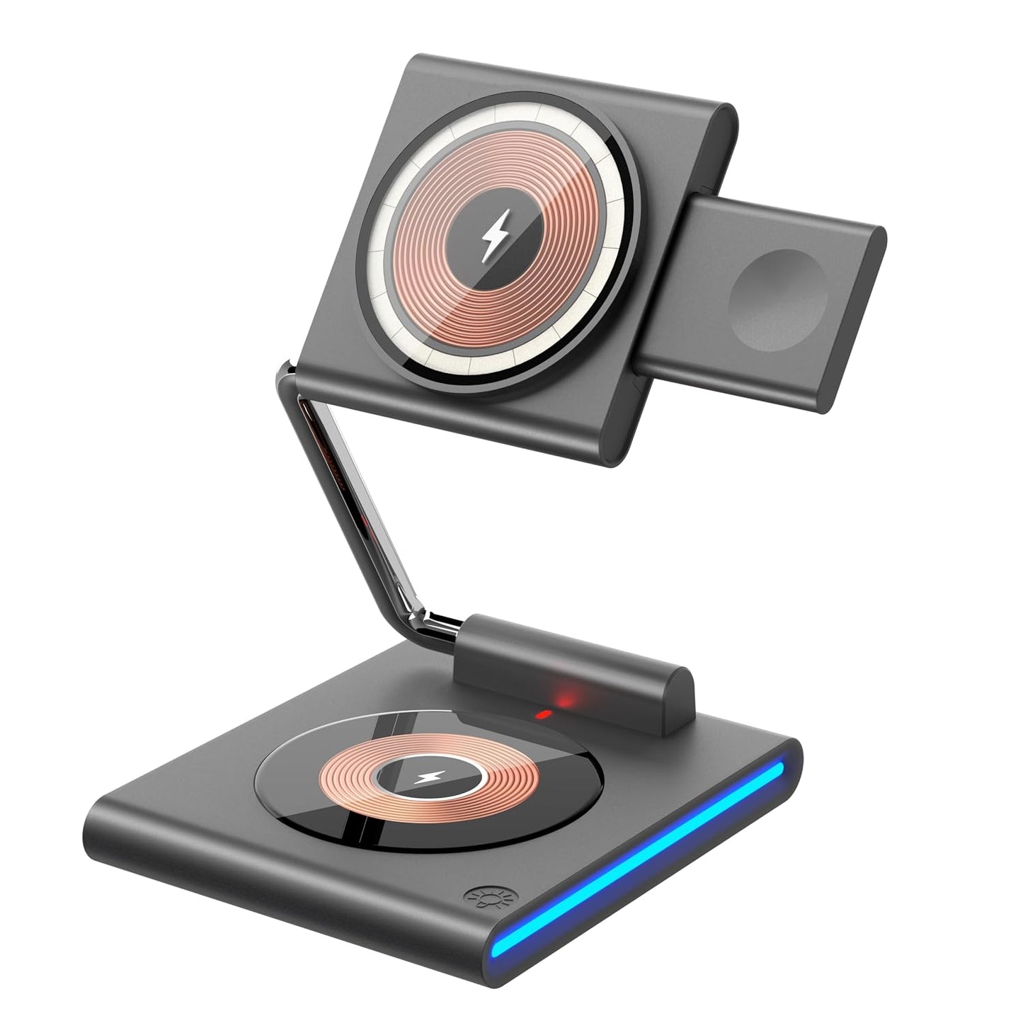 WIWU Geek 3-in-1 Wireless Charging Station| Charger for iPhone, Apple Watch and AirPods, MagSafe Compatible, Black