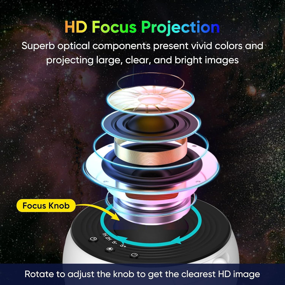 PREPSTO 360° Rotating HD Planetarium Star Projector – Galaxy Night Light with Interchangeable Film Discs, Focus Adjustment & Auto-Off Timer for Bedroom, Kids & Room Decor