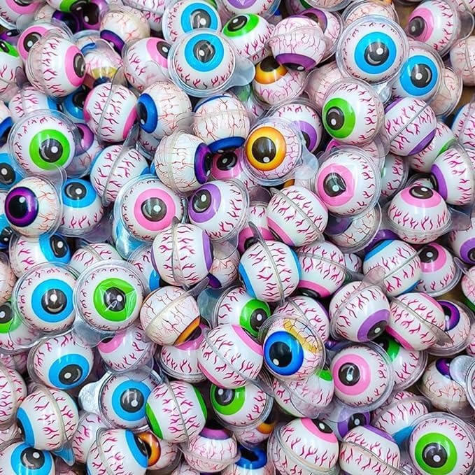 3D Bursting Fruit Punch Eye Ball Candy | Jelly Ball Gummi Ball Spooky | Eye Ball Shaped Center Filled Gummy Candy Halloween Special Tasty Jelly Balls 40 Pcs,