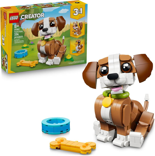 LEGO Creator 3 in 1 Cute Animals: Playful Puppy Dog Building Toy - Bedroom Decor for Girls & Boys, Ages 8+ - Gift for Birthdays - Build a Dog, Squirrel, or Duck - 31382