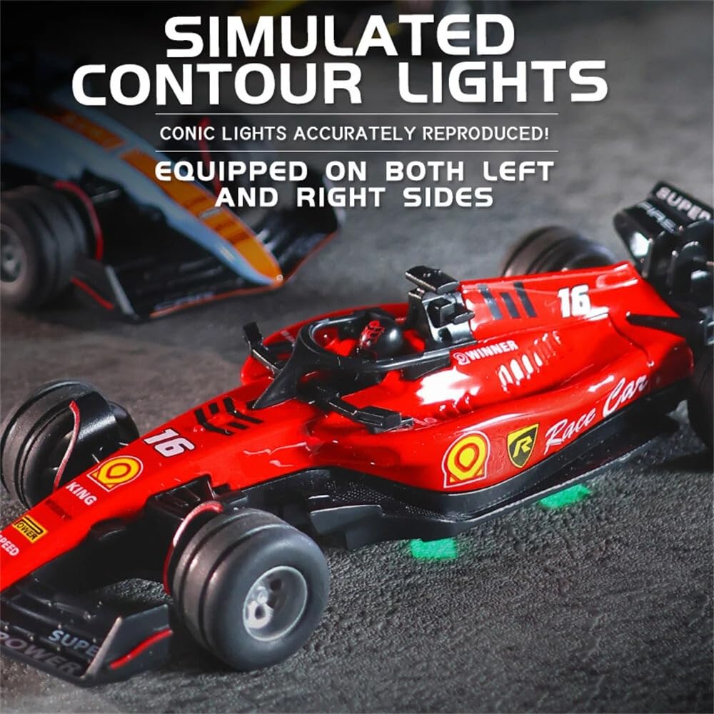 1:64 Die cast Metal F1 Mini RC Racing car with LED Lights | 2.4GHz Remote Control Car | 3 Speed Adjustable, USB Rechargeable Alloy RC Truck for Kids & Adults Indoor/Outdoor Racing