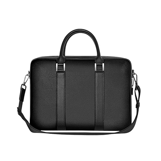 WIWU Waterproof Fingerprint Lock Leather Briefcase, Black,16 inch Laptop bag