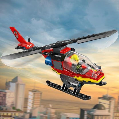 LEGO City Fire Rescue Helicopter Toy with Pilot Minifigure 60411