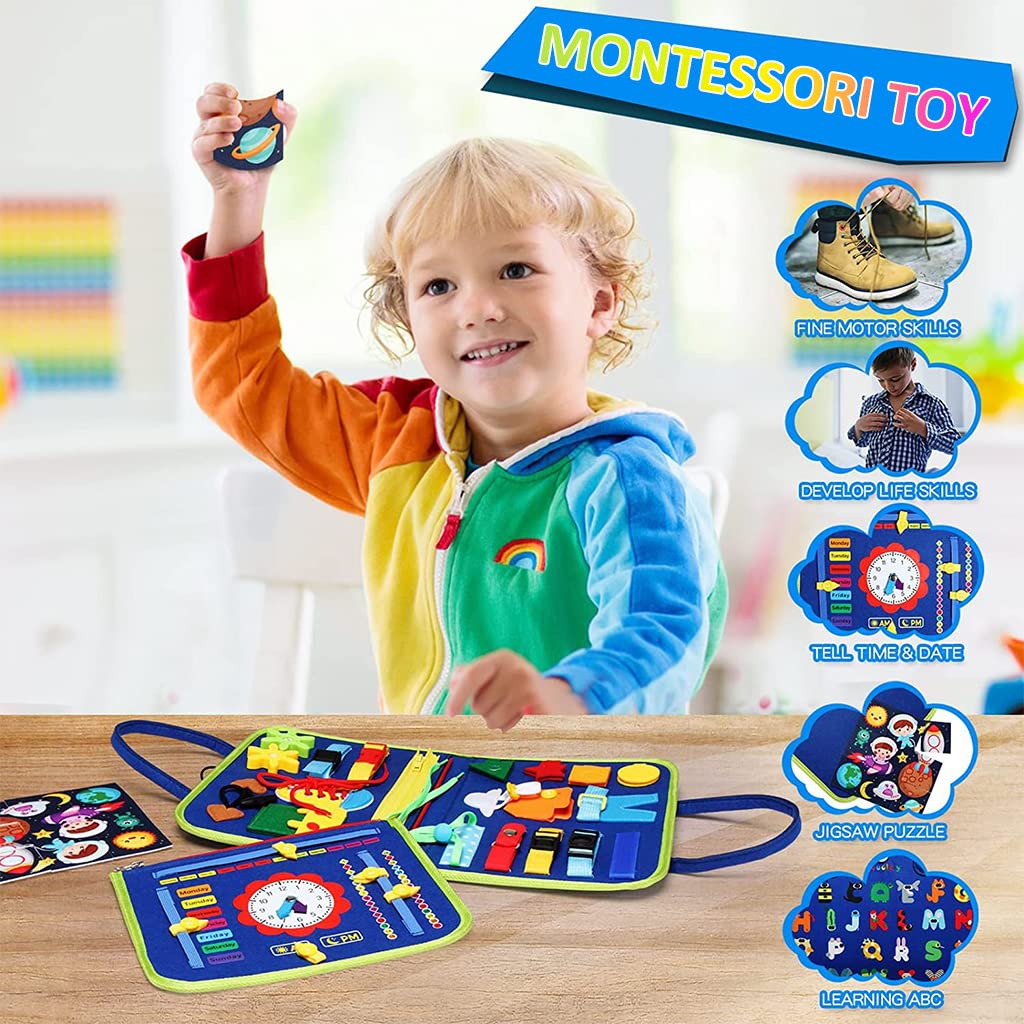 Montessori Busy Board for Toddlers - Travel-Friendly Learning Toy for Ages 1-4