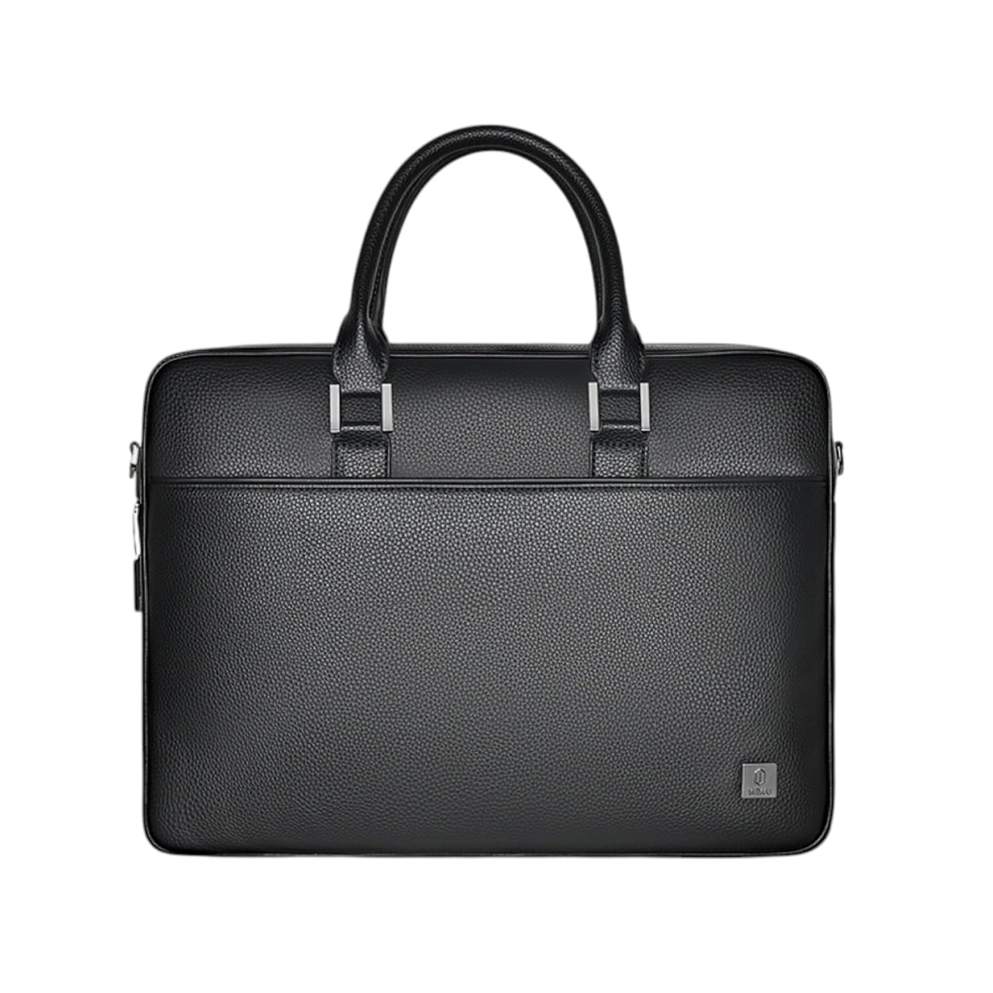 WIWU Waterproof Fingerprint Lock Leather Briefcase, Black,16 inch Laptop bag