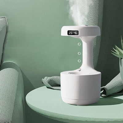 Anti-Gravity Cool Mist Humidifier with LED Clock & Night Light