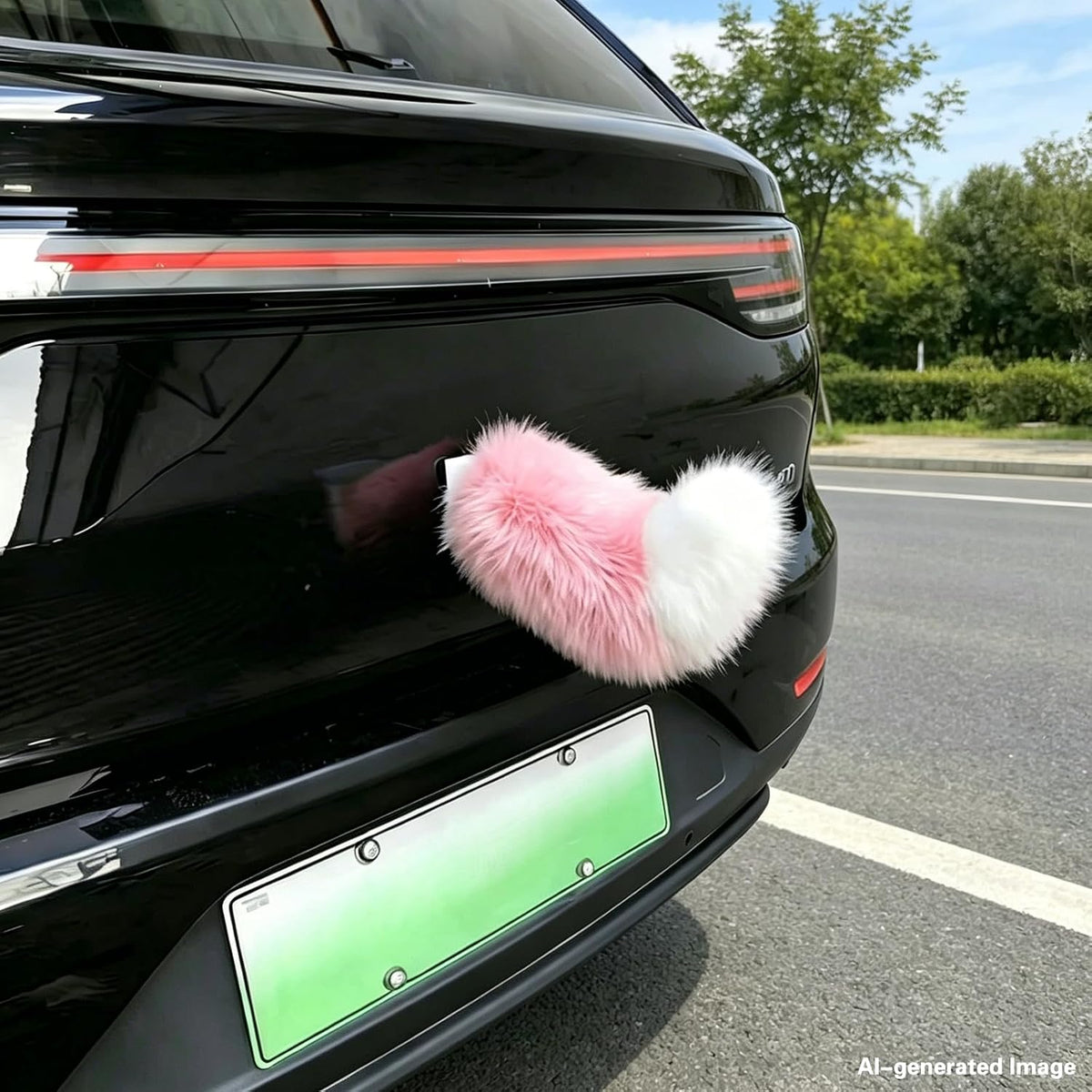 Cute Moving Cat Tail Decor – Multi-Purpose Snap-On Faux Fur Wagging Tail for Scooters, Bikes, Helmets, Cars