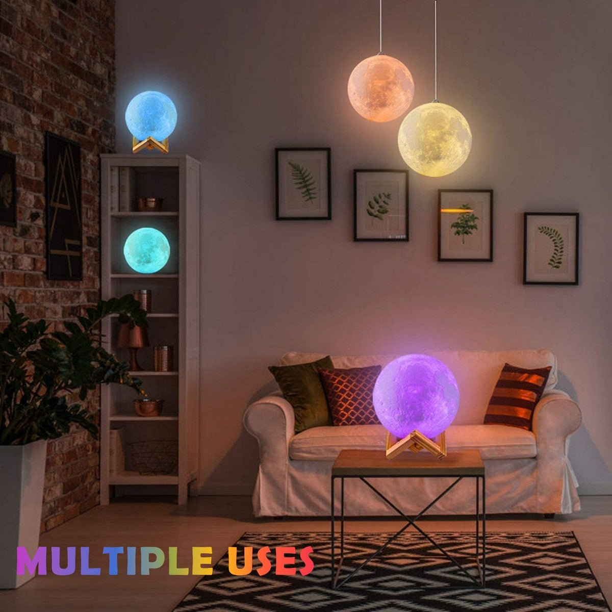 3D Moon Night Lamp – 10W Rechargeable with 7 Color Changing Features, 15CM – 10W Elegant Plastic Design for Beautiful Indoor Lighting in Bedrooms and Kids' Rooms | Gifts for Woman | Valentine