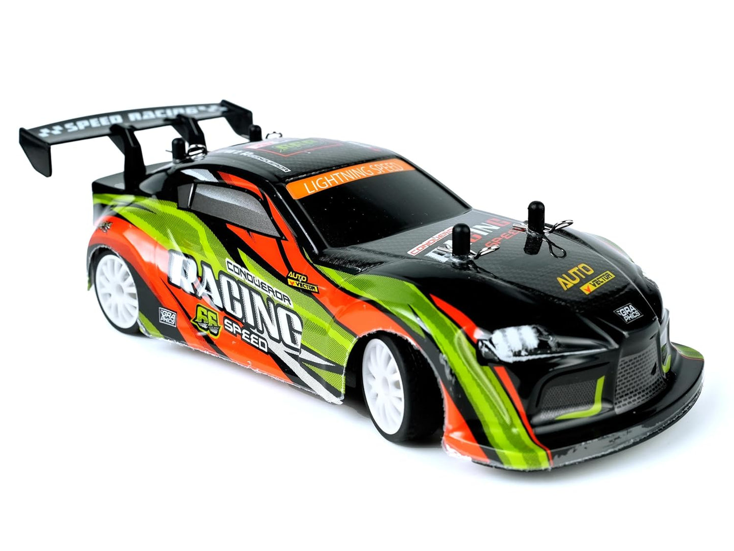 Racing Conqueror 1:16 Scale RC Drift Car – 2.4GHz 4WD High-Speed Remote Control Car with LED Lights, Dual Tires & Rechargeable Battery