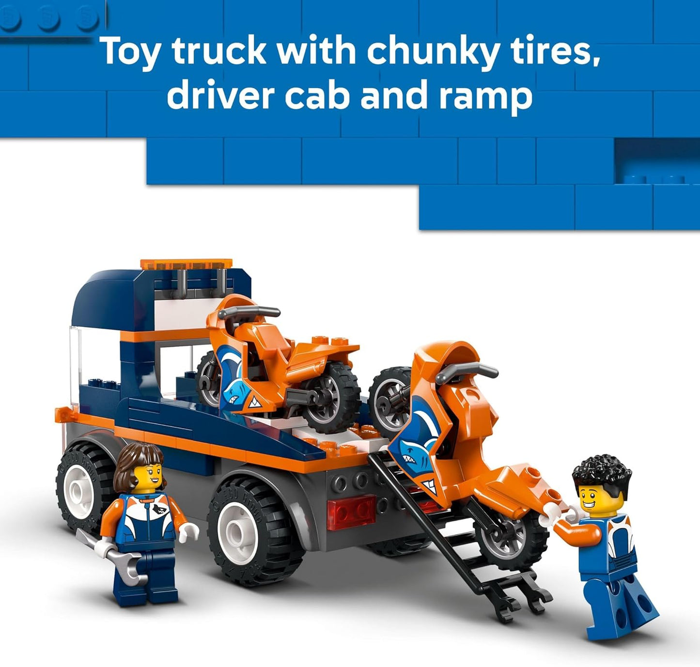 LEGO City Motorcycle Transporter Building Toy for Boys & Girls - Pretend Play Set for Preschool Kids, Ages 4+ - Flatbed Truck Toy W/2 Toy Motorcycles & 2 Minifigures - Gift Idea for Birthdays - 60491
