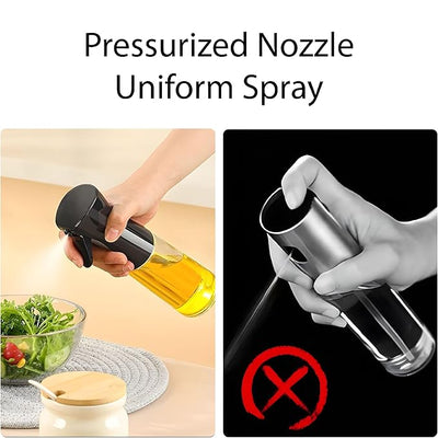 Oil Spray Bottle For Cooking | 220ml Glass Oil Sprayer | Oil Spray Dispenser For Air Fryer, Salad, Baking, Grilling, Frying, Dosa (Black)