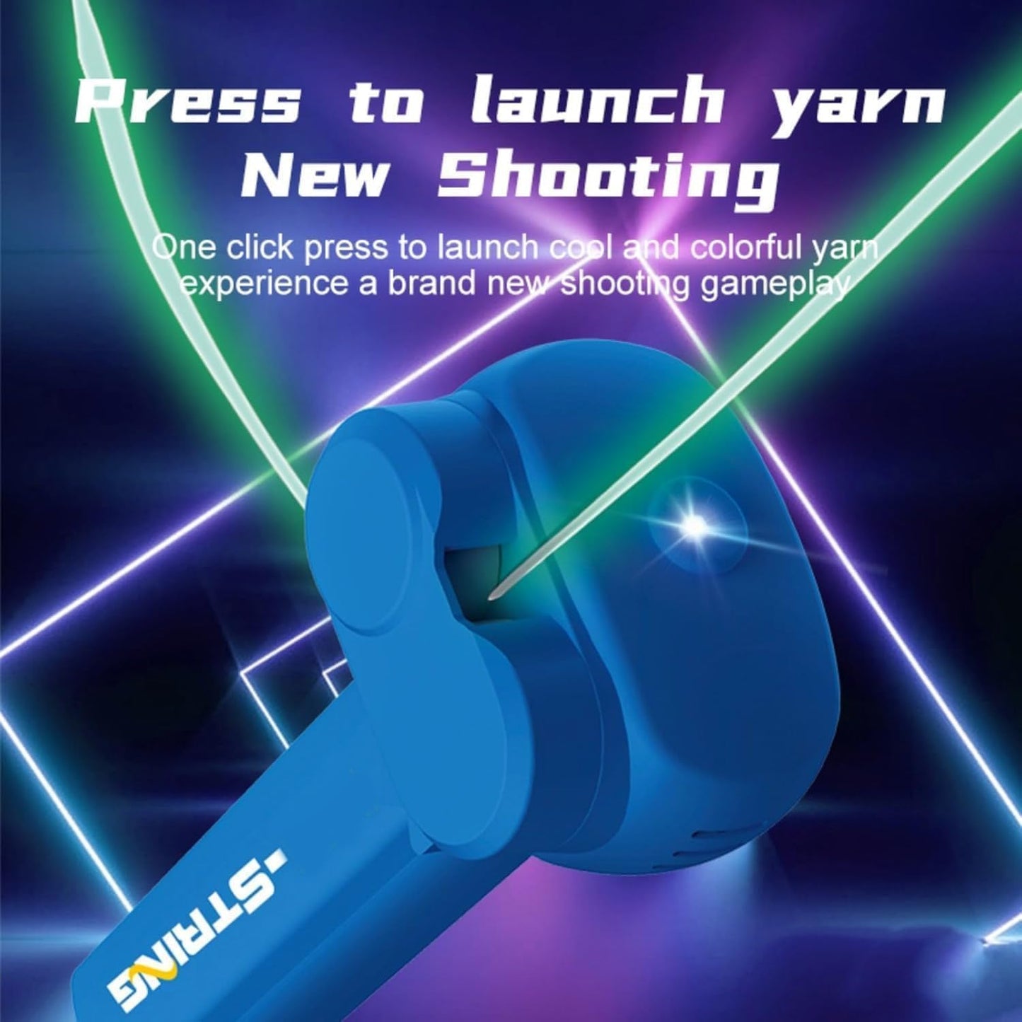 Rope Thruster Shooter Toy for Kids with Glow Rope Launcher - Handheld Zip String Gun with Propeller Mechanism, Rope Shooting Game Toy for Boys Girls Indoor Outdoor Play