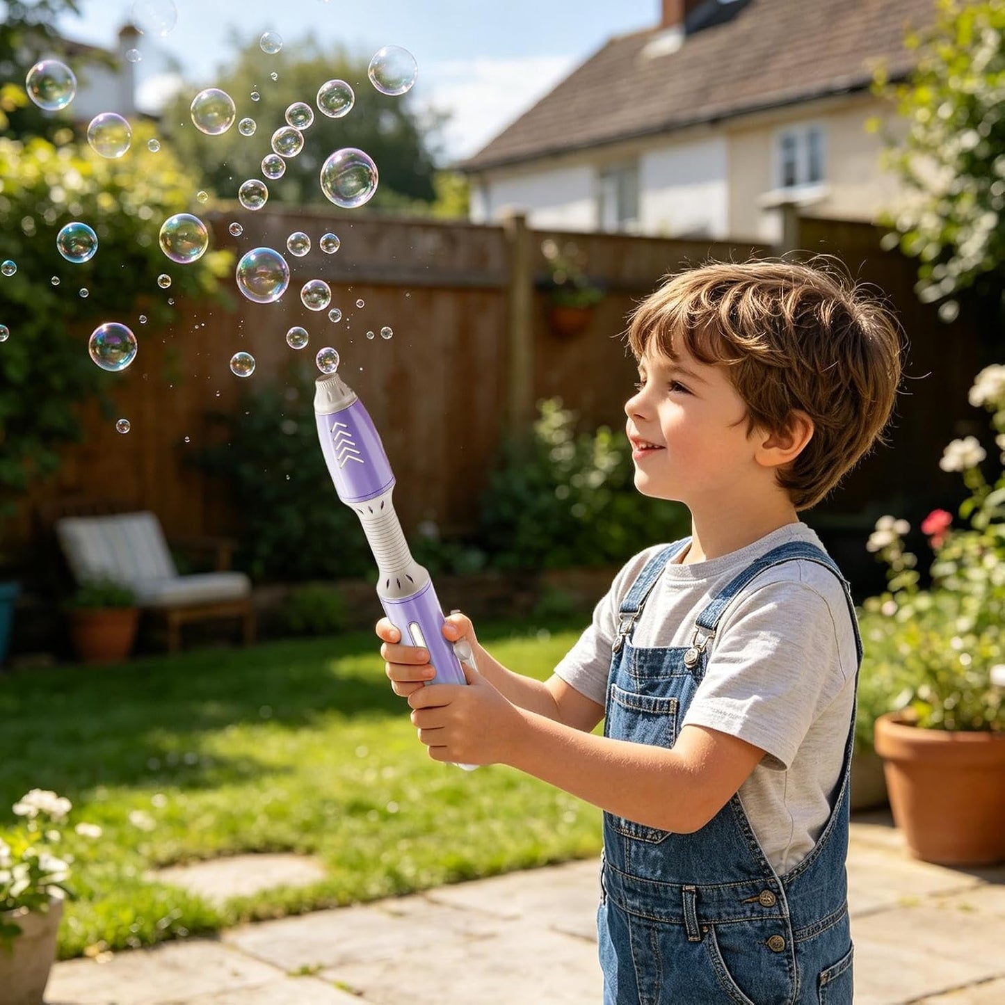 Automatic Pen-Shape Bubble Wand with LED Light – Portable Handheld Foam Maker